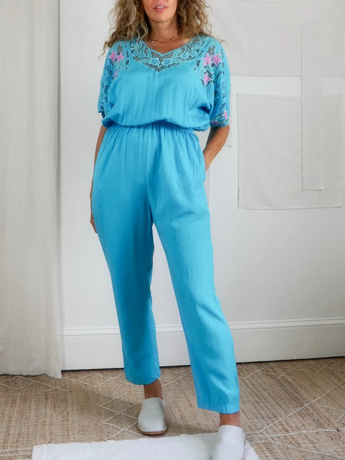 Vintage Floral Crochet Jumpsuit