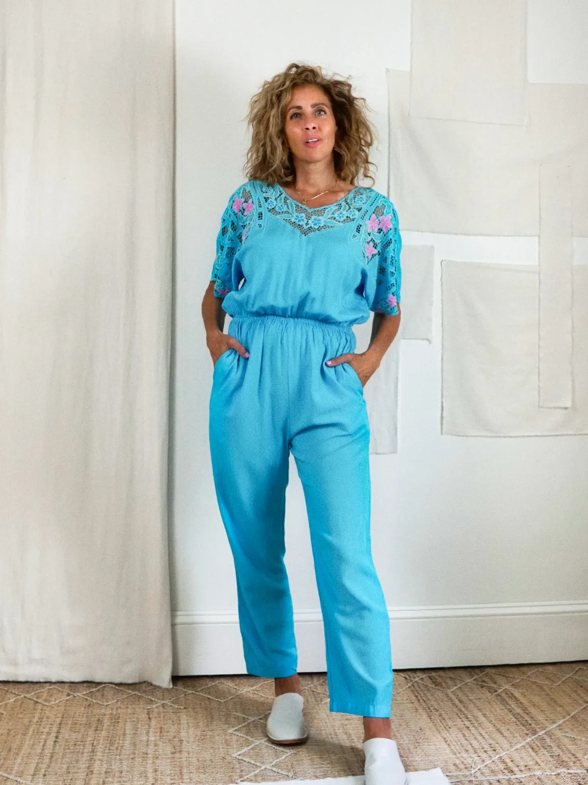 Vintage Floral Crochet Jumpsuit
