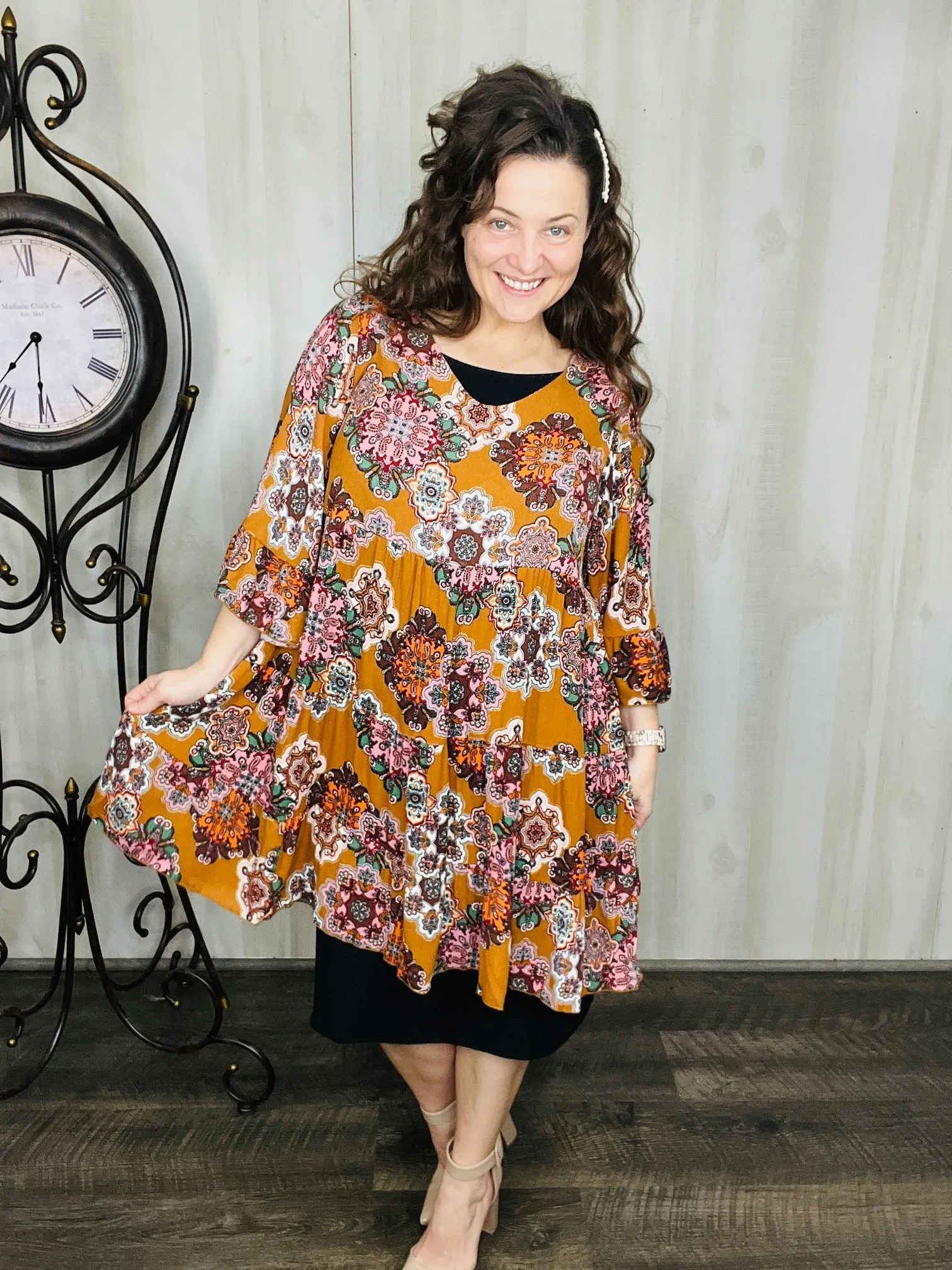 Vintage Ruffle Tunic/Dress-Mocha