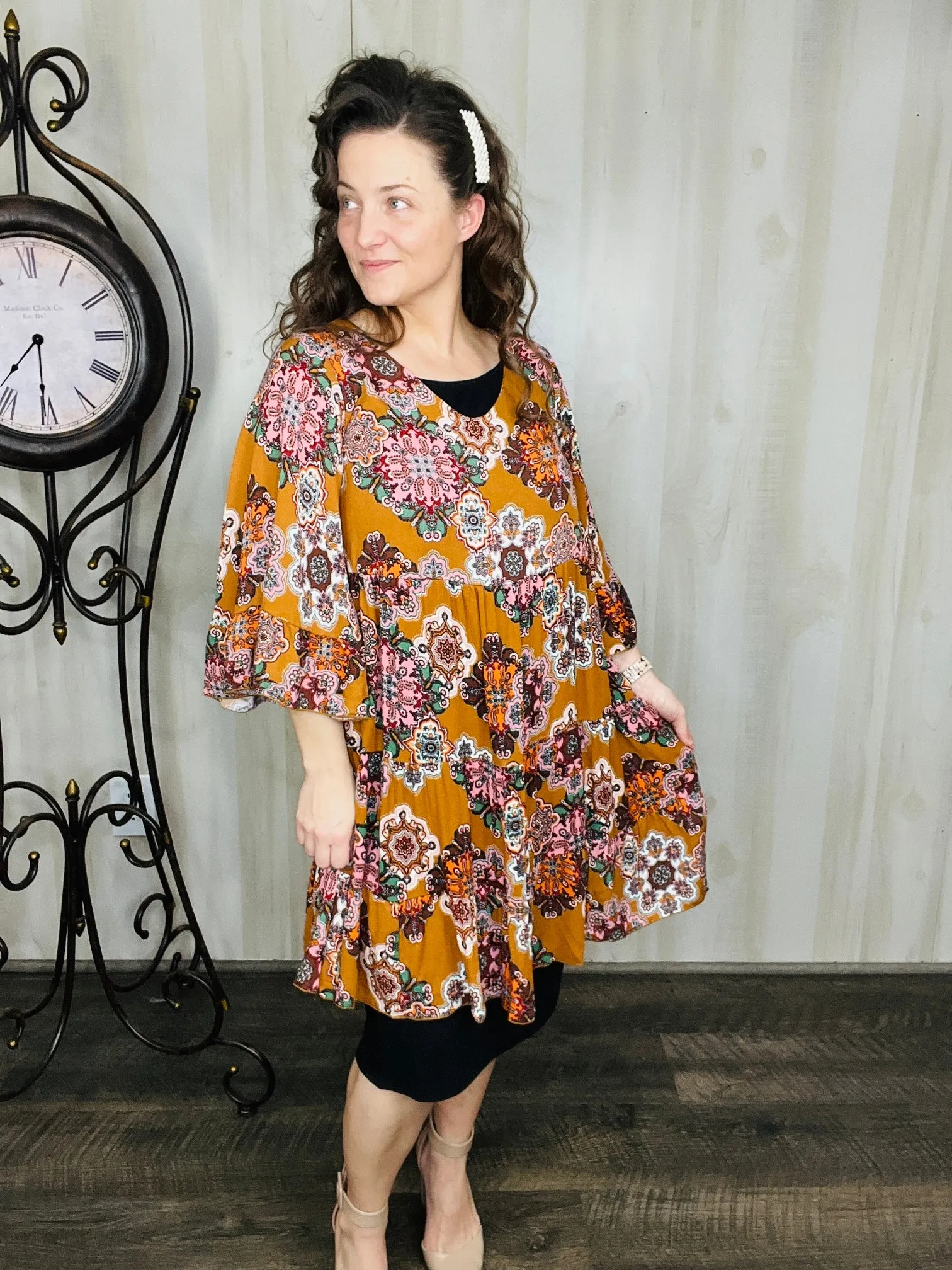 Vintage Ruffle Tunic/Dress-Mocha