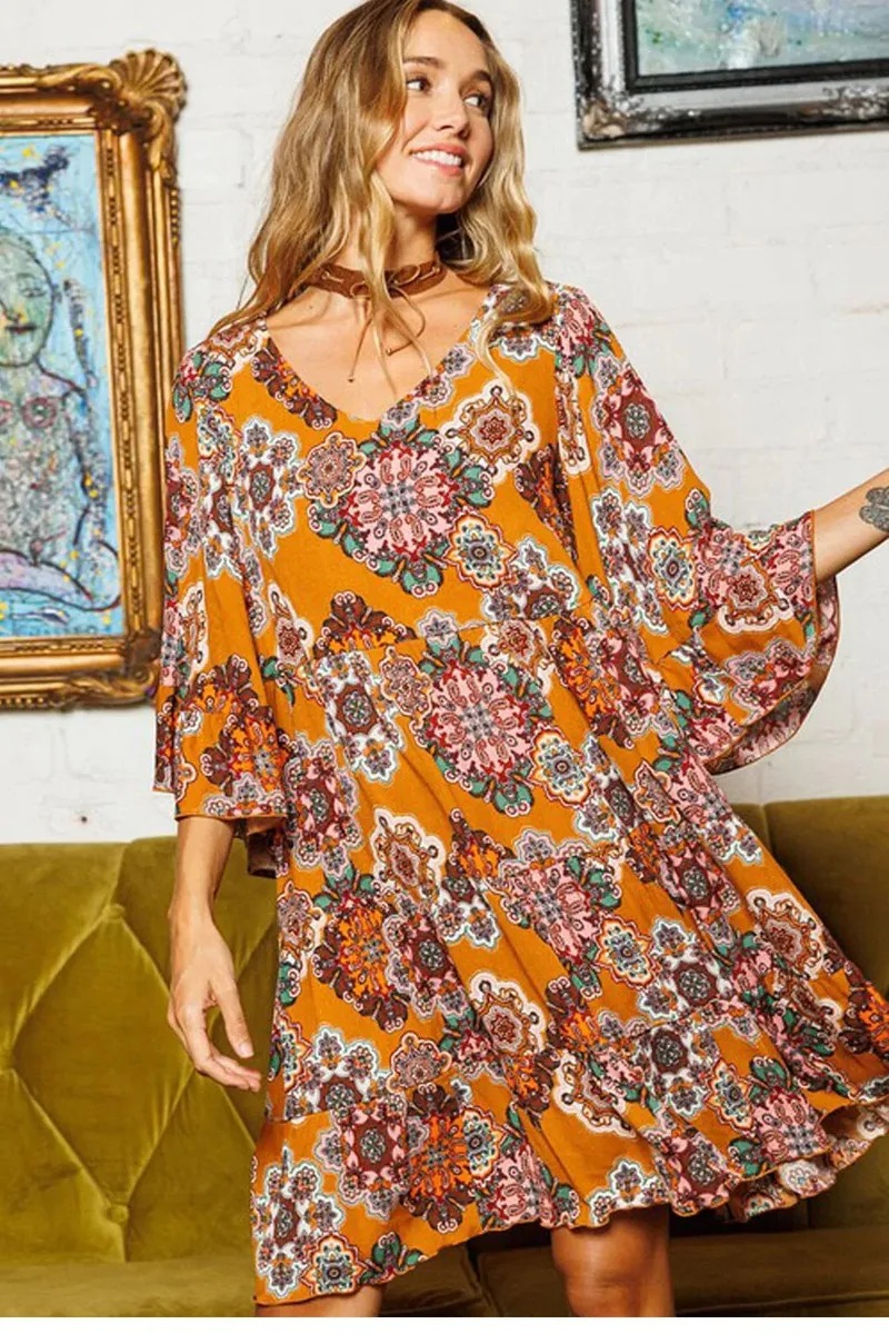 Vintage Ruffle Tunic/Dress-Mocha
