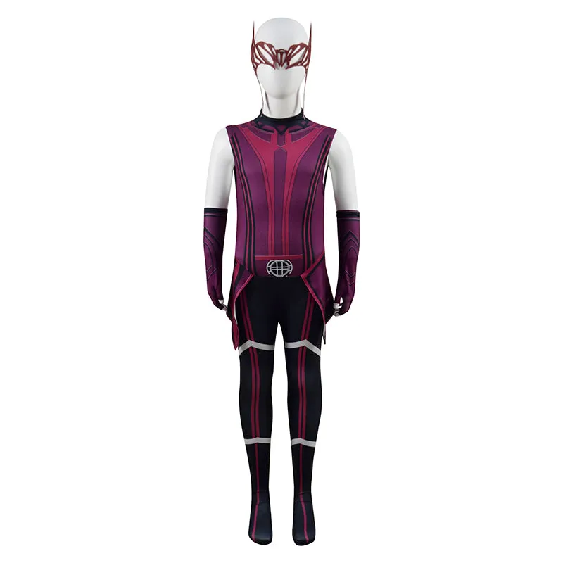 WandaVision Scarlet Witch Wanda Maximoff Kids Cosplay Costume Children Halloween Party Suit