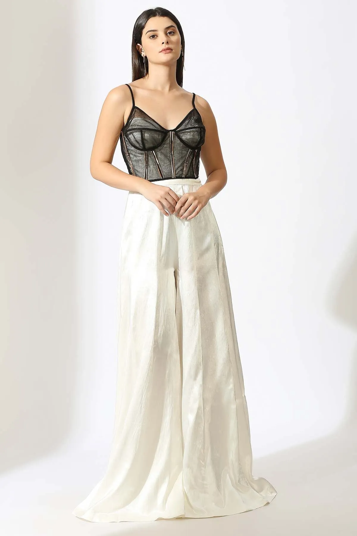 White Jumpsuit & Black Corset