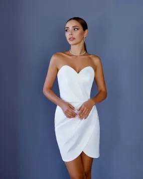 White mini dress "Luxe satin strapless"