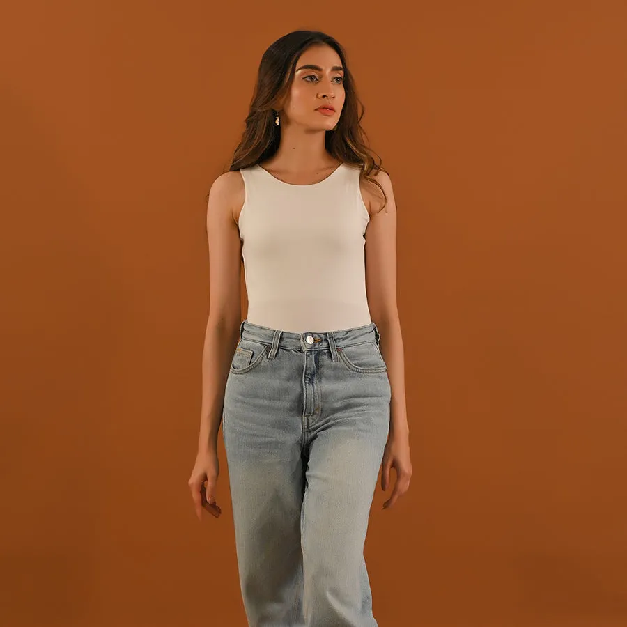 White Sleeveless Bodysuit