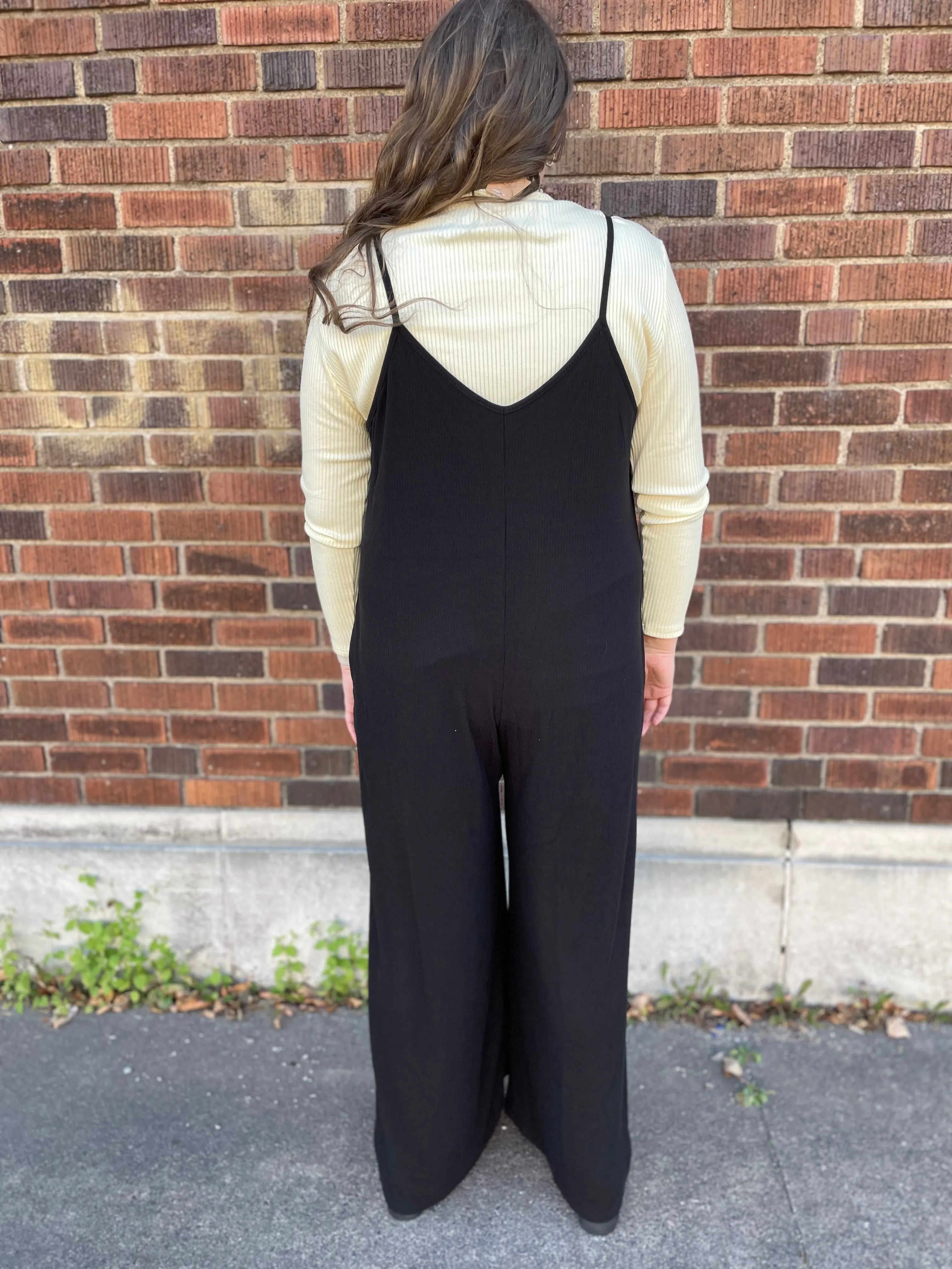 Wide Leg Rib Knit Jumpsuit
