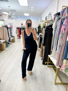 Wide Leg Terry Jumpsuit