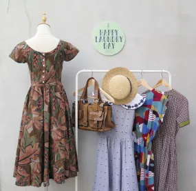 Wild Things | Vintage 1950s 1960s scoop neck Leaf and Floral print Fit-and-flare Dress