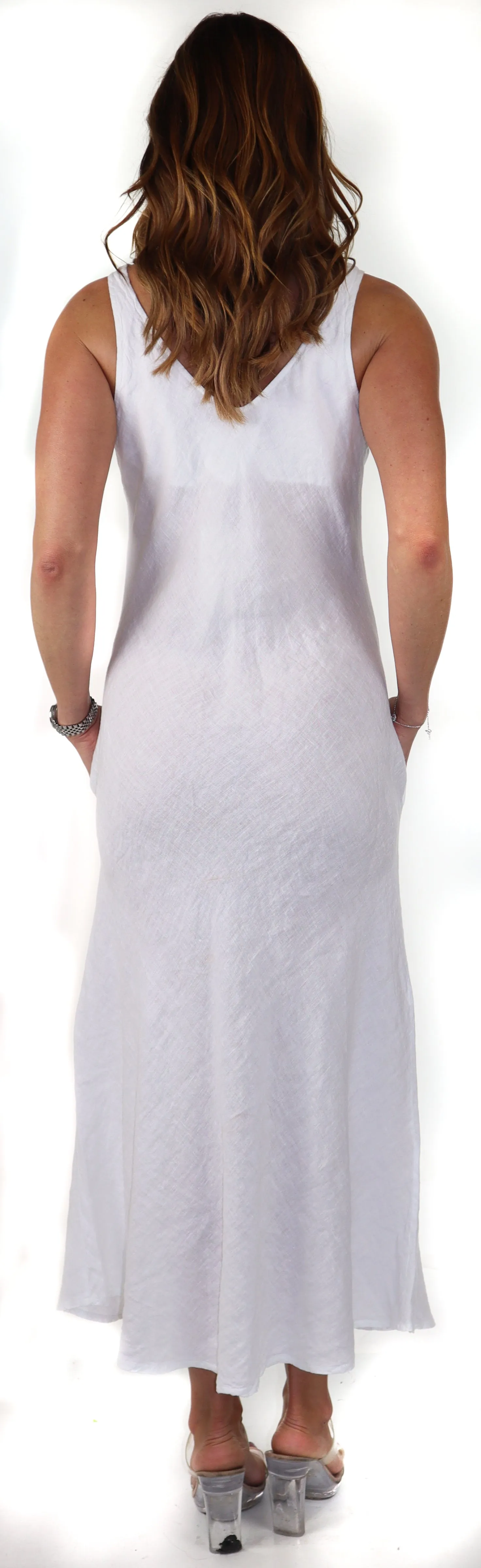 Women's Biased Long Maxi Dress, Perfect Fit Every Time, Made in Italy, 100% linen