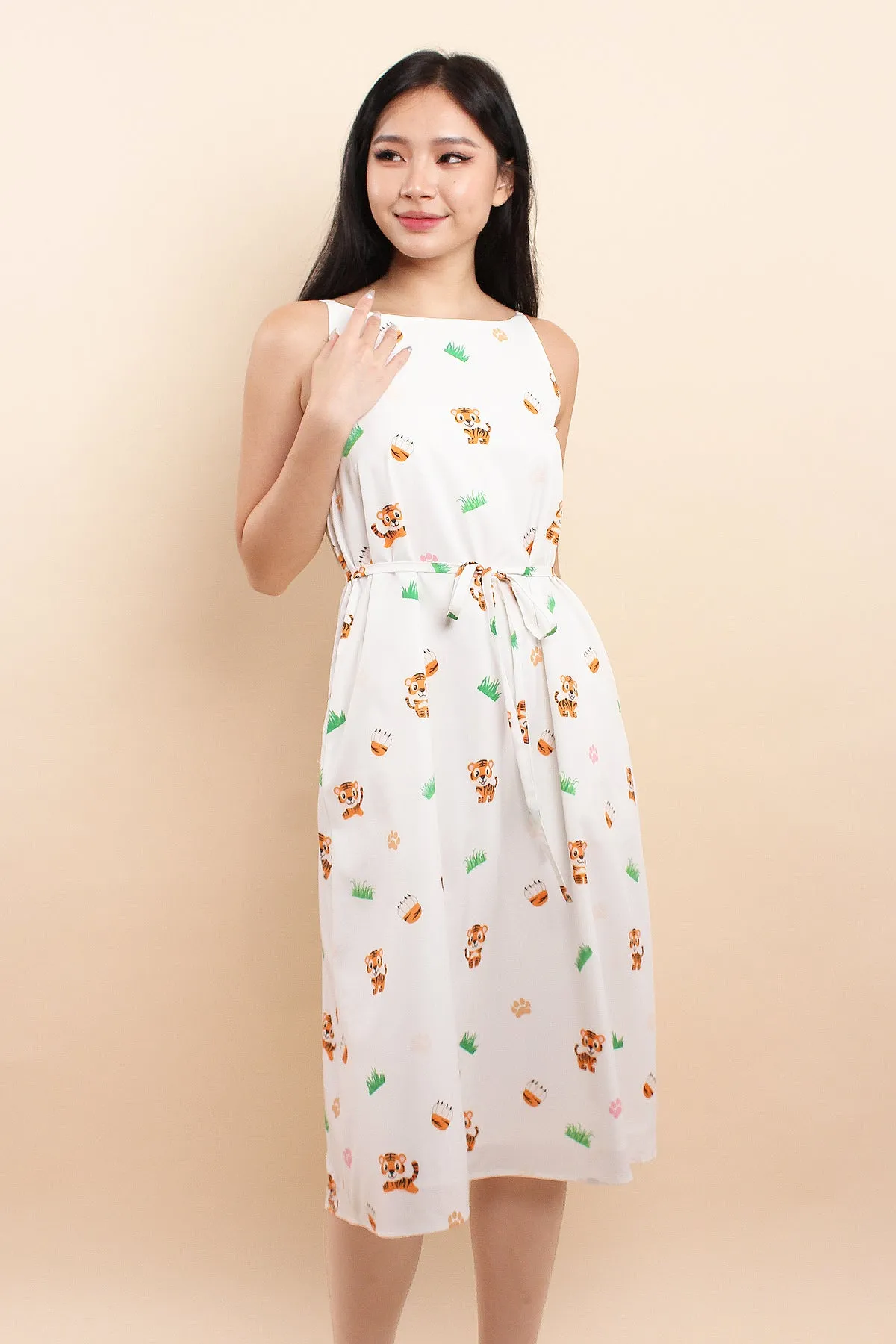 Year Of Tiger Slip-on Dress - White [XS/S/M/L/XL]