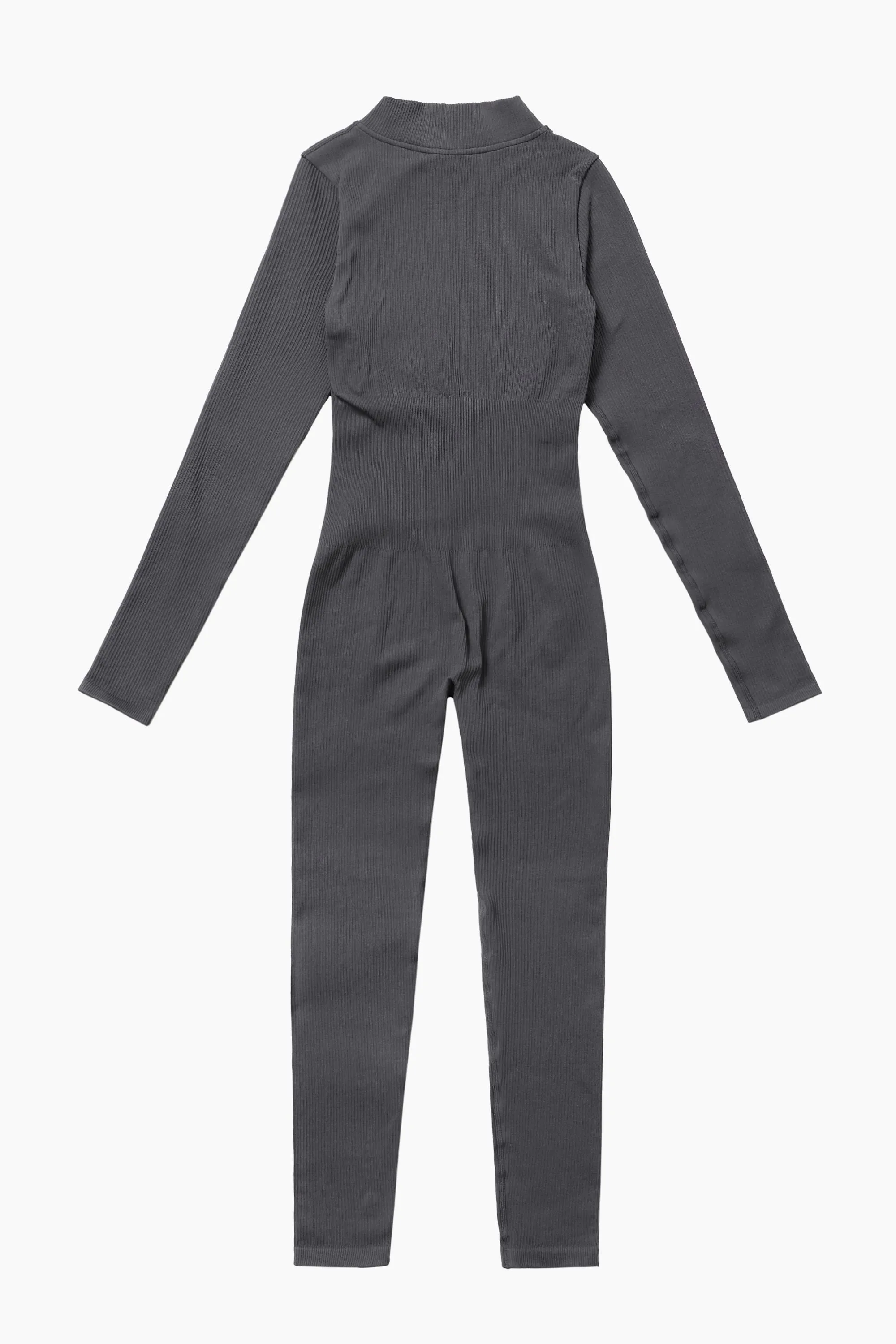 ZipFlex Ribbed Long-Sleeve Active Jumpsuit